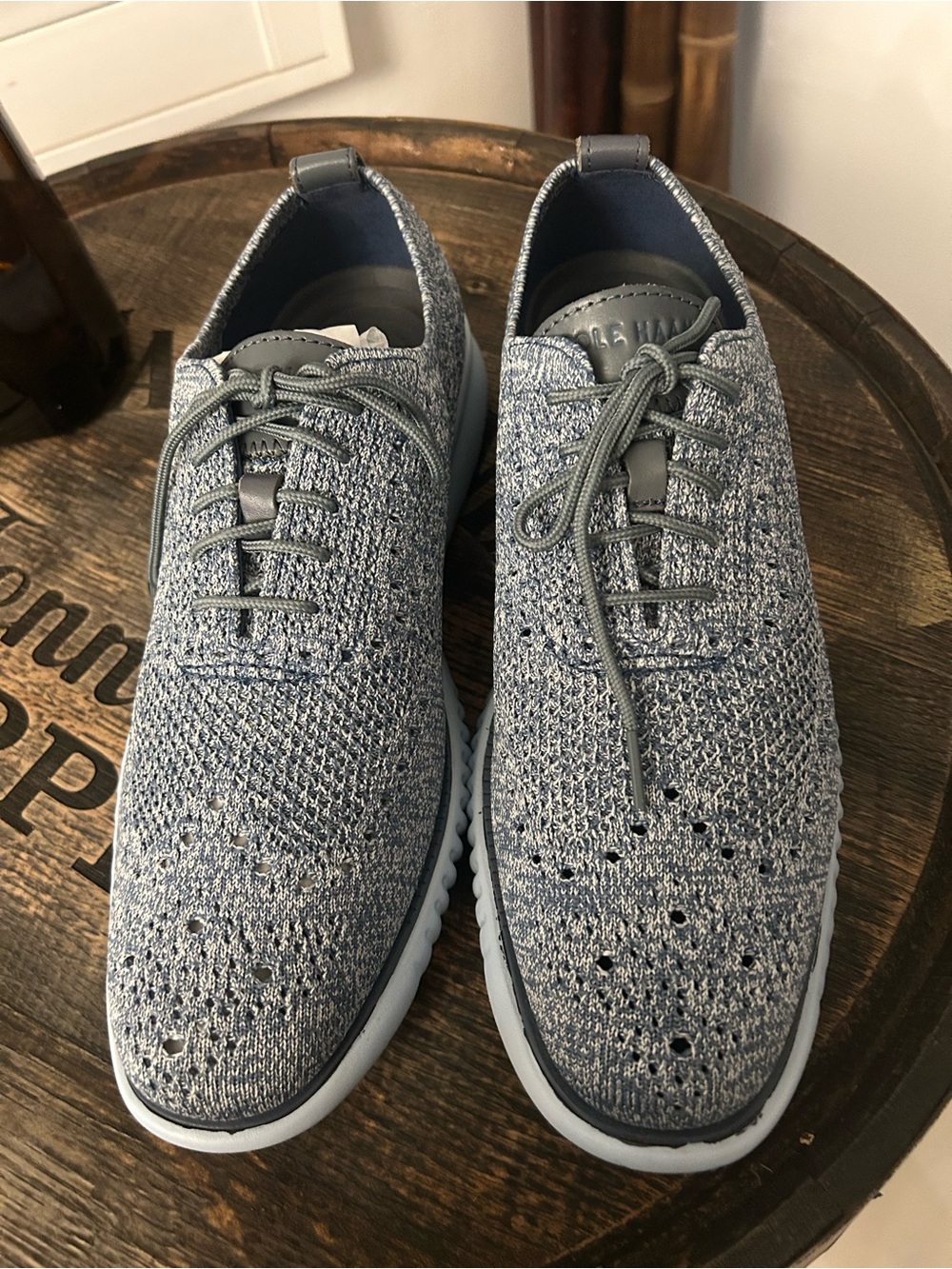 Nike Men's Knit Oxford Lace-Up Shoes in Heathered Blue